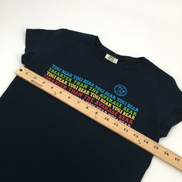 Alstyle Apparel Yogi Bear Crew Neck T Shirt Size Large Womens Navy Blue Rainbow - Picture 8 of 8